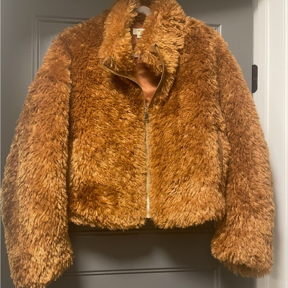 Maeve anthropologie Women's Brown tan rust Faux Fur Teddy bear
Jacket coat med M - Picture 3 of 3